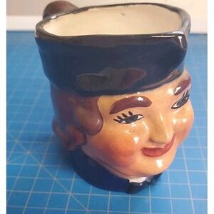 Vintage Face Mug Cup Colonial Business Man  Ceramic Pottery Signed 1949